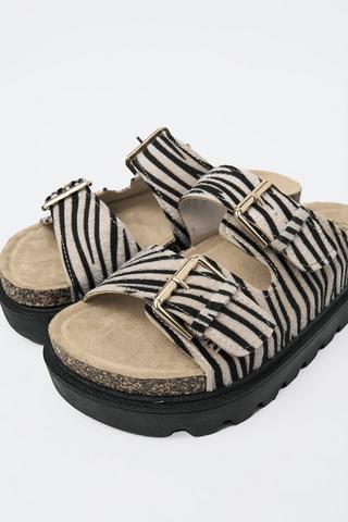 Zebra Print Double Buckle Slider
