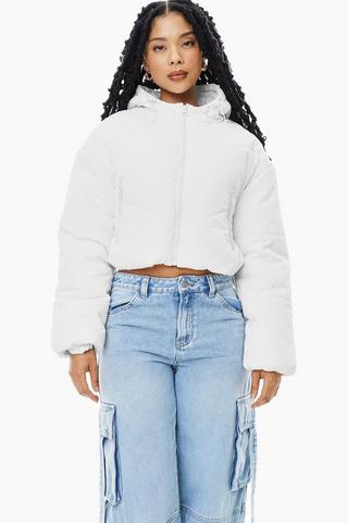 Cropped Hooded Puffer Jacket