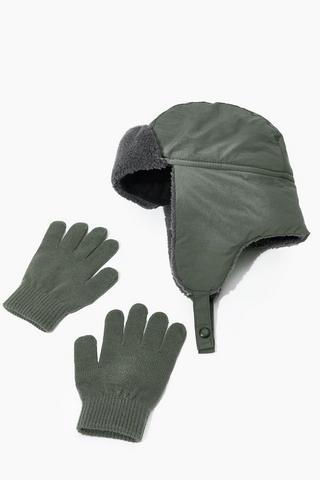 Trapper Hat And Gloves Set