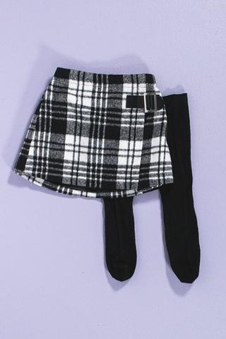 Check Skirt And Stockings Set