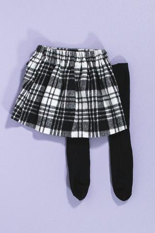 Check Skirt And Stockings Set