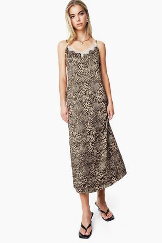 Leopard Print Satin Slip Dress