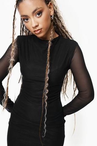 Mesh Turtle Neck Bodycon Dress