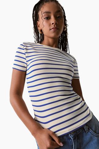 Stripe Ribbed Fitted Top