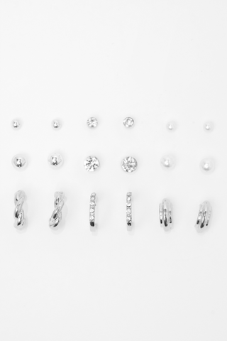 9 Pack Hoop And Stud Earrings
