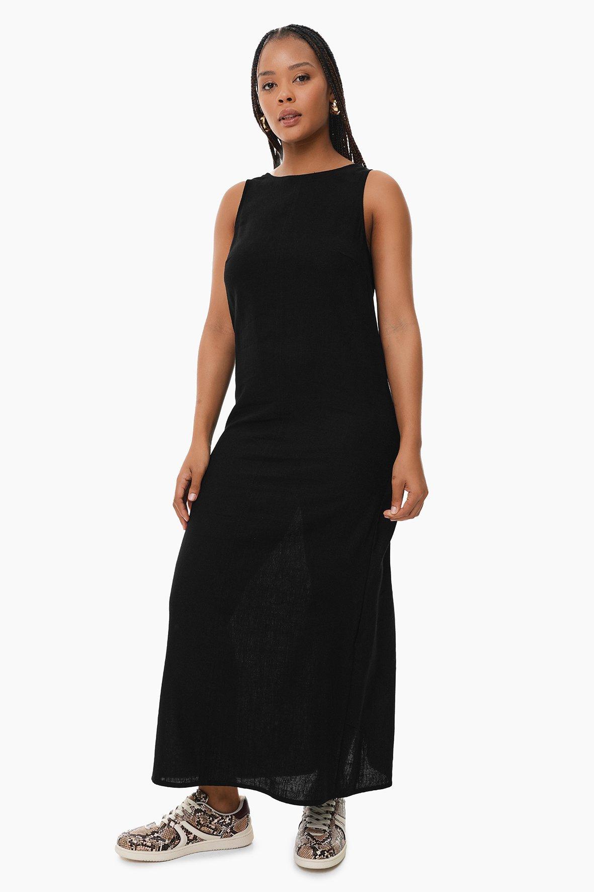Single Layered Contrast Banded A Line Tank Dress