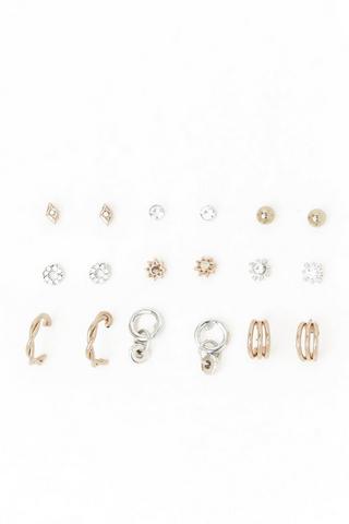 9 Pack Hoop And Stud Earrings