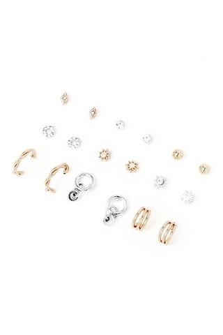 9 Pack Hoop And Stud Earrings