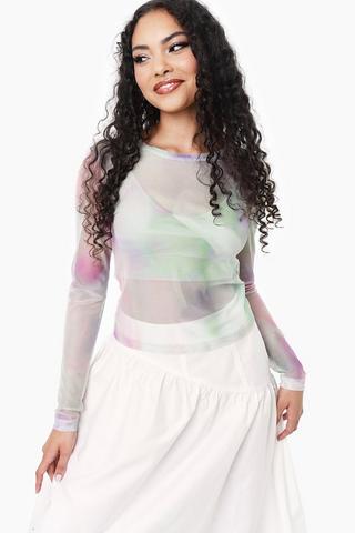 Long Sleeve Mesh Top