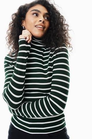 Ribbed Long Sleeve Turtle Neck Top