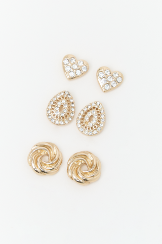 3 Pack Stud Earrings