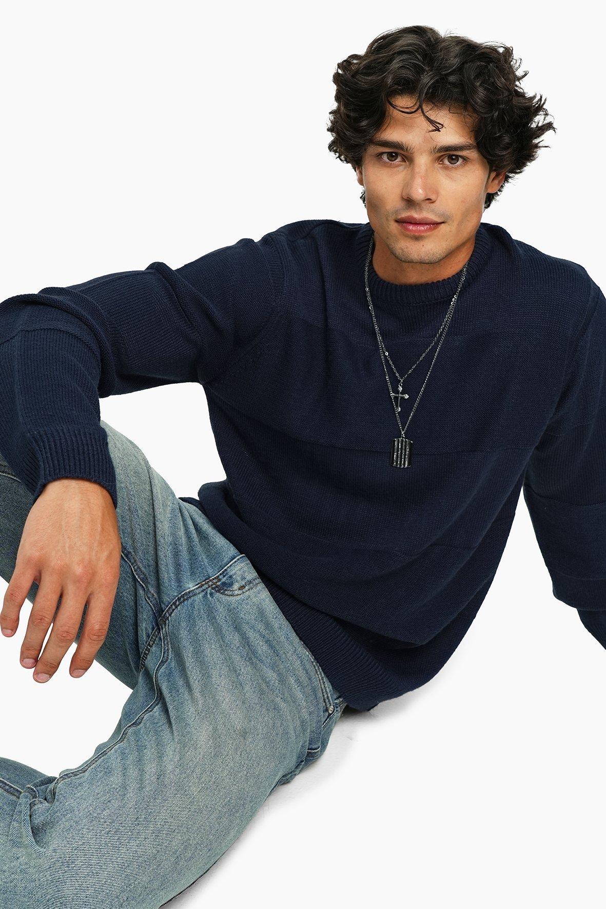 Slhwes LS Maglione Uomo In Puro Cotone A Righe – Scollo Rotondo - 3