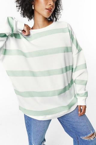 Oversized Stripe Sweat Top