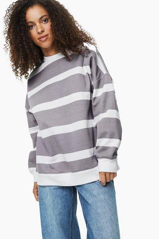 Oversized Stripe Sweat Top
