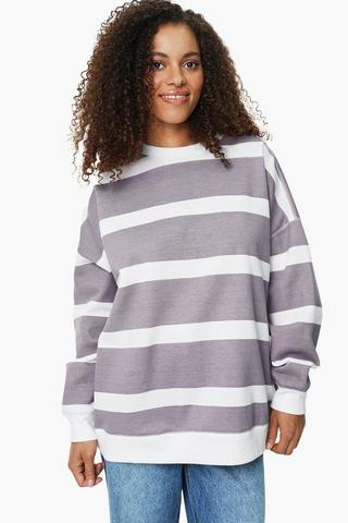 Oversized Stripe Sweat Top