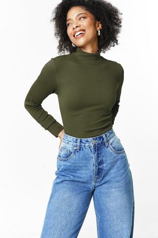 Seamless Long Sleeve Turtle Neck Top