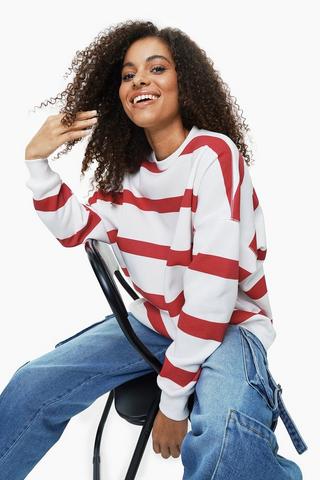 Oversized Stripe Sweat Top
