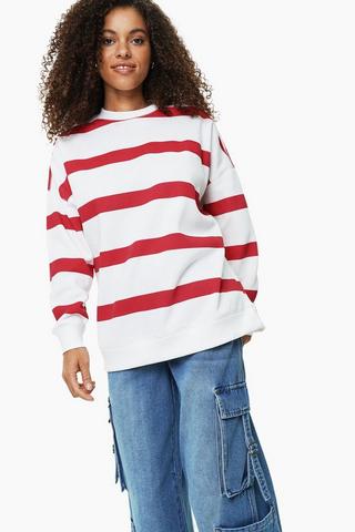 Oversized Stripe Sweat Top