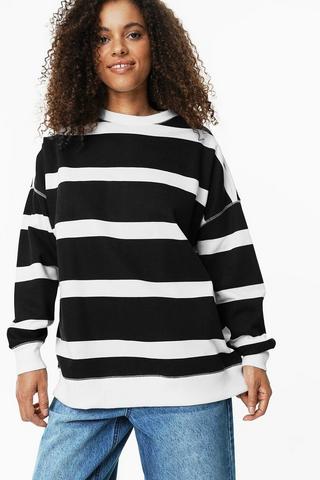 Oversized Stripe Sweat Top