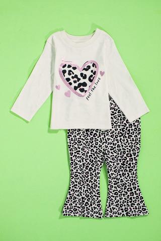 Long Sleeve Top And Leopard Print Flare Leggings Set