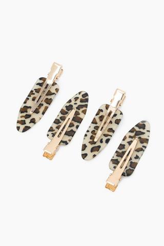 4 Pack Leopard Print No Mark Hair Clips
