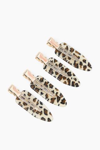 4 Pack Leopard Print No Mark Hair Clips