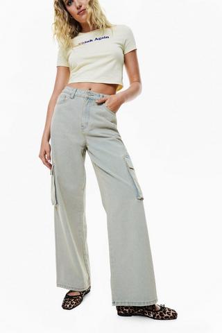 Wide Leg Cargo Denim