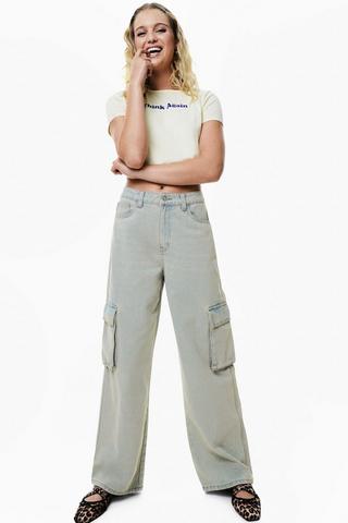 Wide Leg Cargo Denim