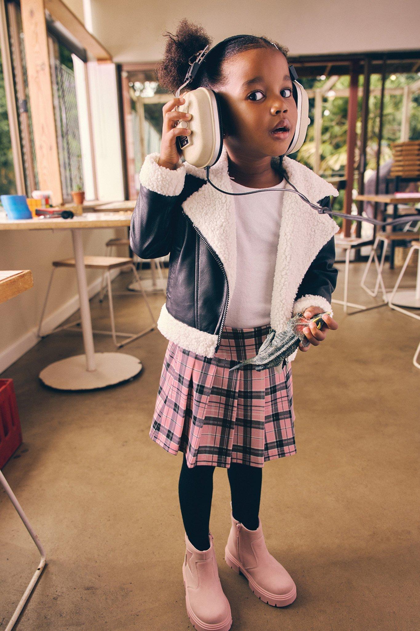 Check Pleated Skirt