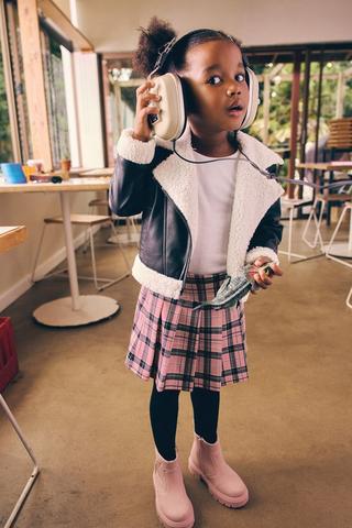 Check Pleated Skirt