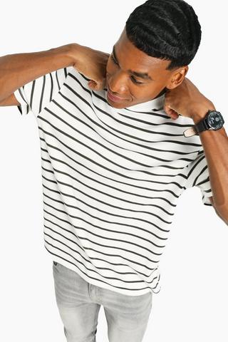 Stripe Turtle Neck Oversized T-Shirt