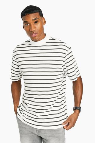 Stripe Turtle Neck Oversized T-Shirt