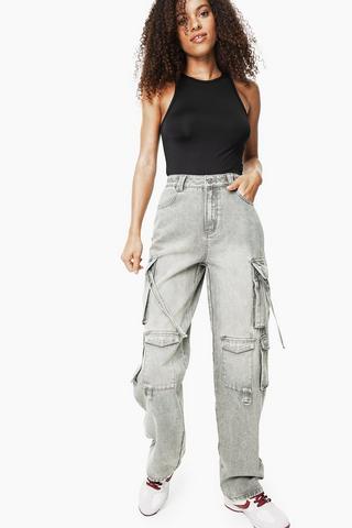 Wide Leg Cargo Denim