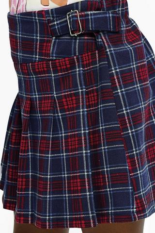 Check Pleated Skirt