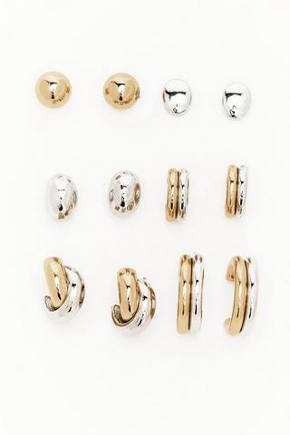 6 Pack Hoop And Stud Earrings