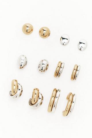 6 Pack Hoop And Stud Earrings