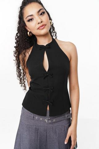 Bow Halter Neck Top
