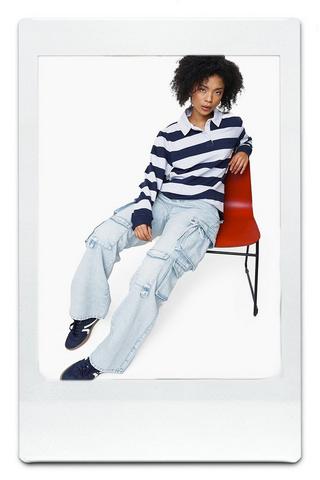 Wide Leg Cargo Denim