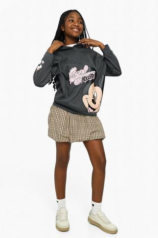 Check Bubble Hem Mini Skirt