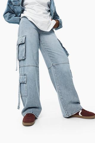 Wide Leg Cargo Denim
