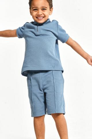 Textured Golfer And Shorts Set