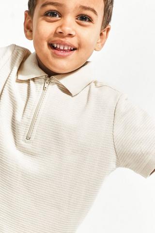 Textured Golfer And Shorts Set