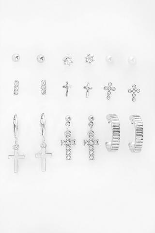 9 Pack Stud Earrings