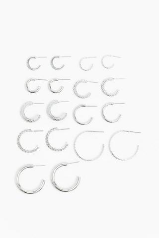 9 Pack Hoop Earrings