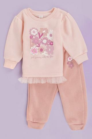 Flower Sweat Top And Joggers Set
