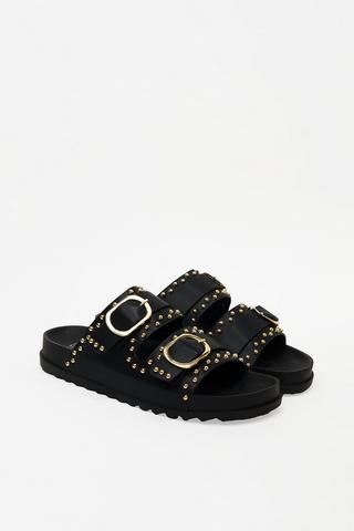 Stud Detail Double Buckle Slider