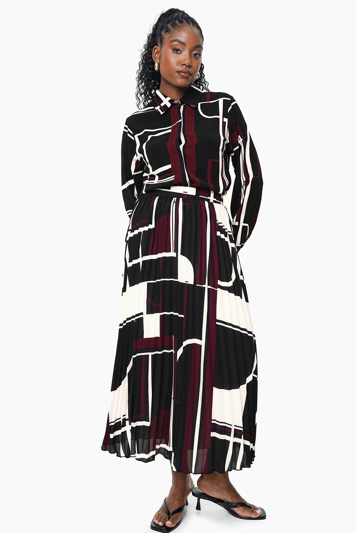 Premium Pleated Geometric Skirt