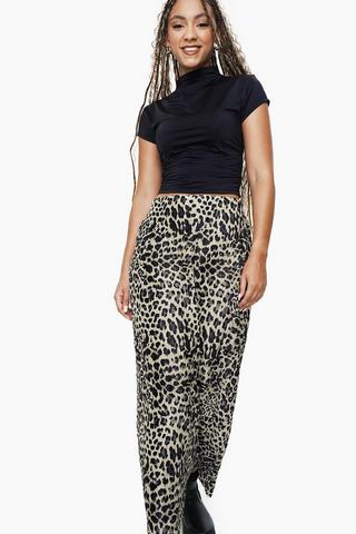 Leopard Print Column Skirt