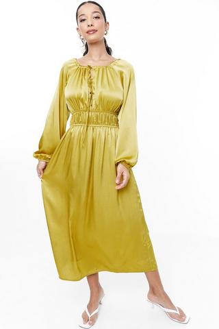 Satin Fit And Flare Dress