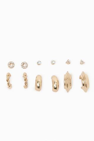 6 Pack Hoop And Stud Earrings